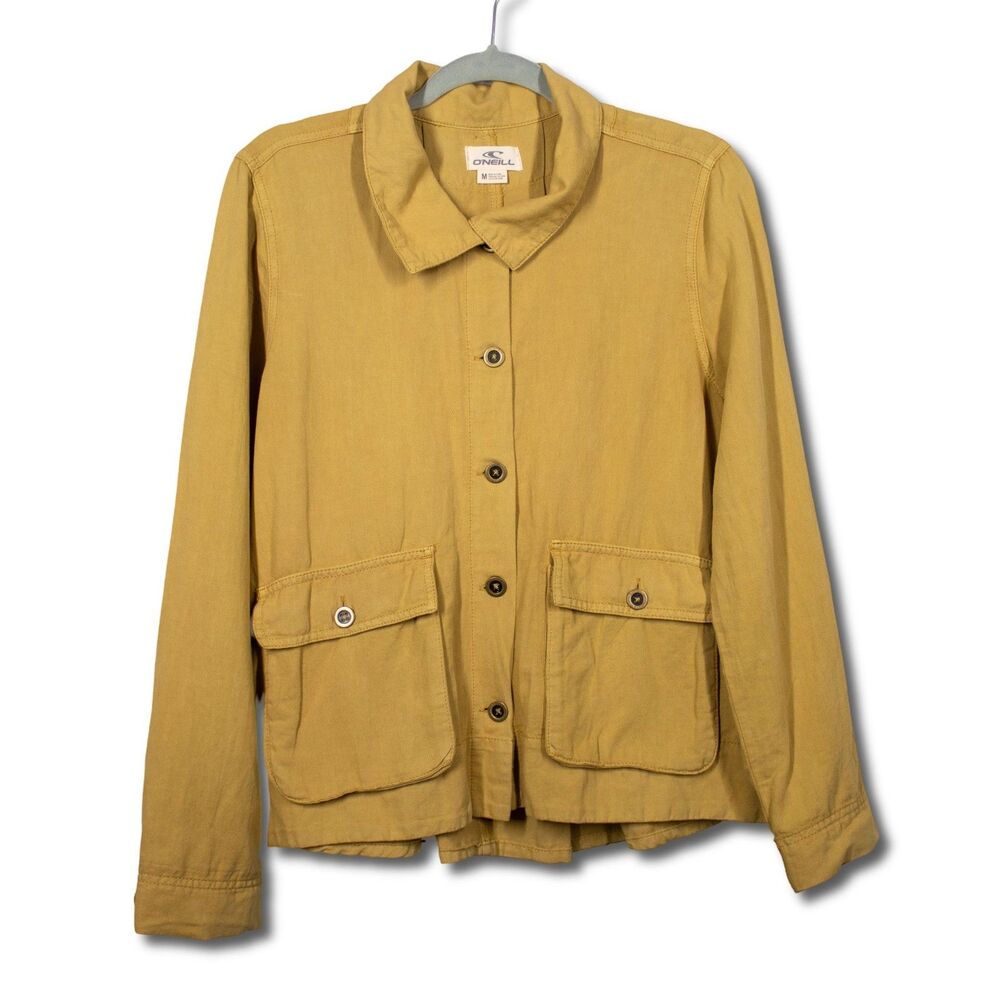O'neill Mustard Yellow Lightweight Button Front Jacket Size Medium